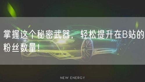 掌握这个秘密武器,轻松提升在B站的粉丝数量!