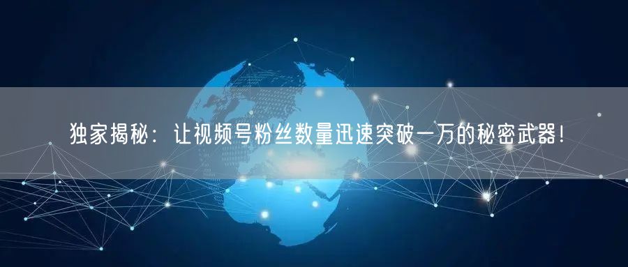 独家揭秘:让视频号粉丝数量迅速突破一万的秘密武器!