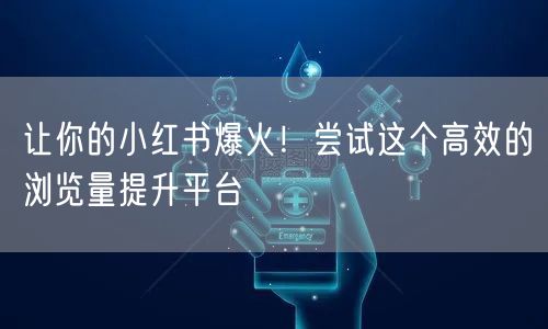 让你的小红书爆火!尝试这个高效的浏览量提升平台