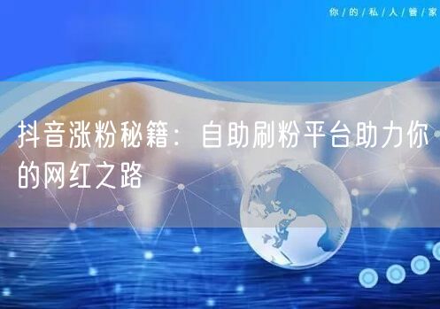 抖音涨粉秘籍:自助刷粉平台助力你的网红之路
