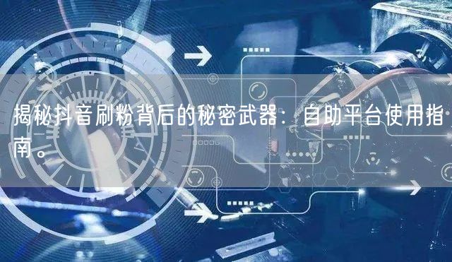 揭秘抖音刷粉背后的秘密武器：自助平台使用指南。