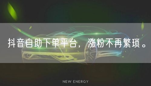 抖音自助下单平台，涨粉不再繁琐。
