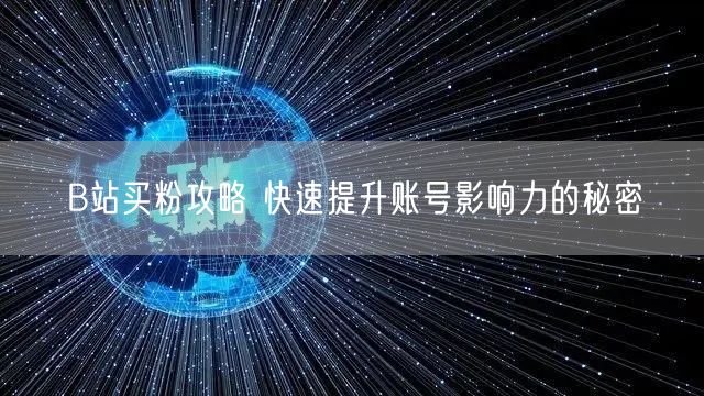 B站买粉攻略 快速提升账号影响力的秘密